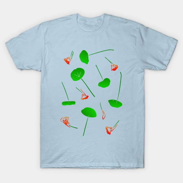 Nasturtium Flower Floral Pattern T-Shirt by Davey's Designs